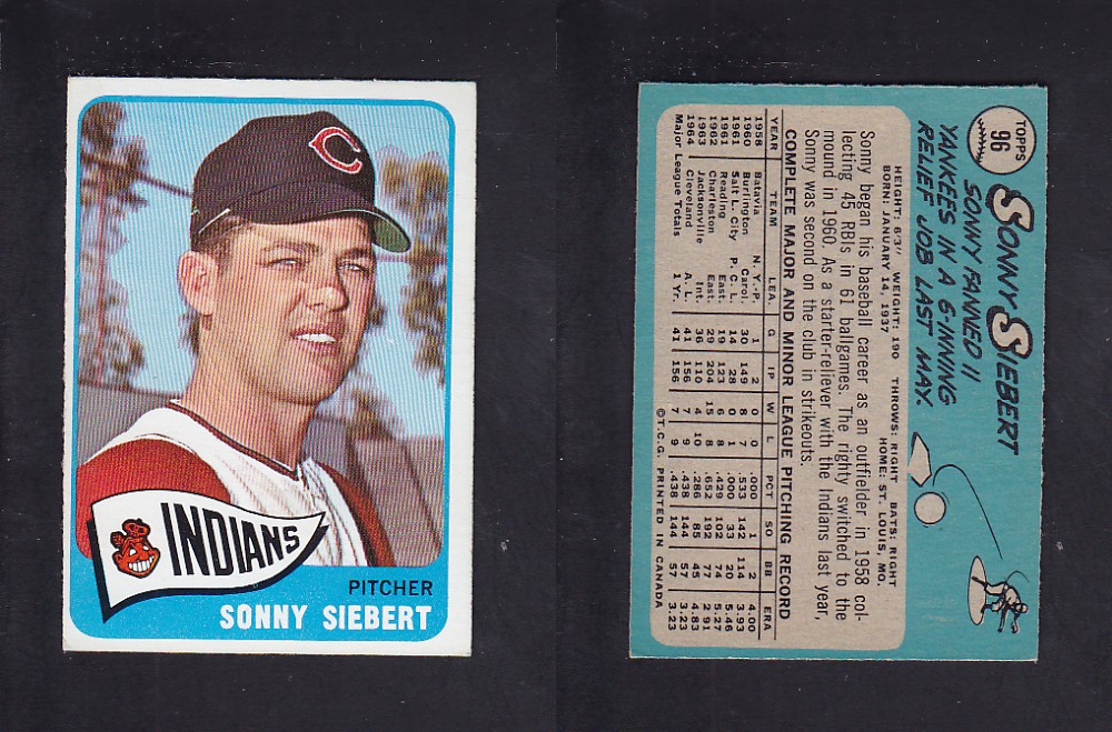 1965 O-PEE-CHEE BASEBALL CARD #96 S. SIEBERT photo