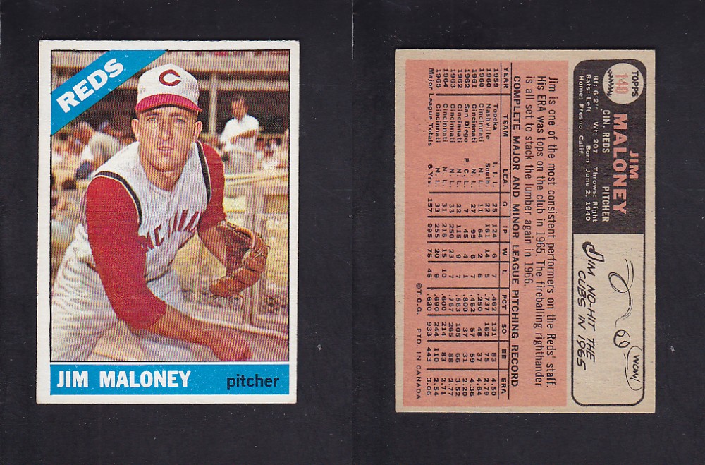 1966 O-PEE-CHEE BASEBALL CARD #140 J. MALONEY photo 1966 O-PEE-CHEE BASEBALL CARD #140 J. MALONEY photo