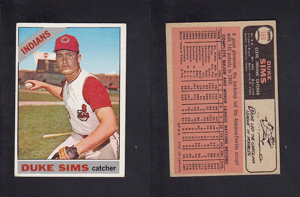1966 O-PEE-CHEE BASEBALL CARD #169 D. SIMS photo 1966 O-PEE-CHEE BASEBALL CARD #169 D. SIMS photo