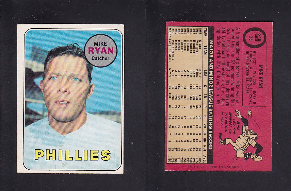 1969 O-PEE-CHEE BASEBALL CARD #28 M. RYAN photo 1969 O-PEE-CHEE BASEBALL CARD #28 M. RYAN photo