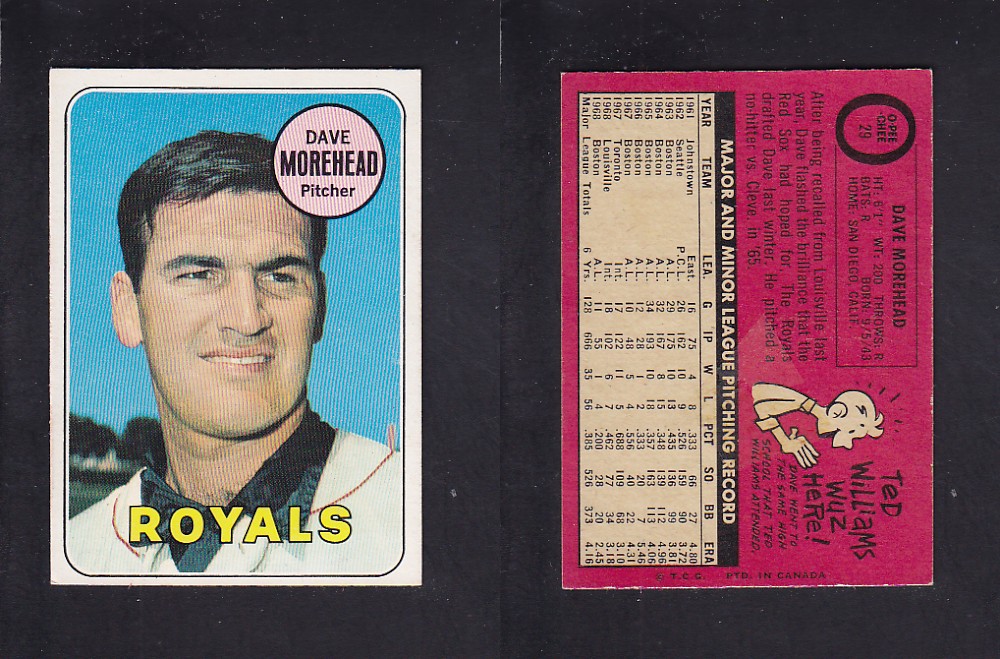 1969 O-PEE-CHEE BASEBALL CARD #29 D. MOREHEAD photo 1969 O-PEE-CHEE BASEBALL CARD #29 D. MOREHEAD photo