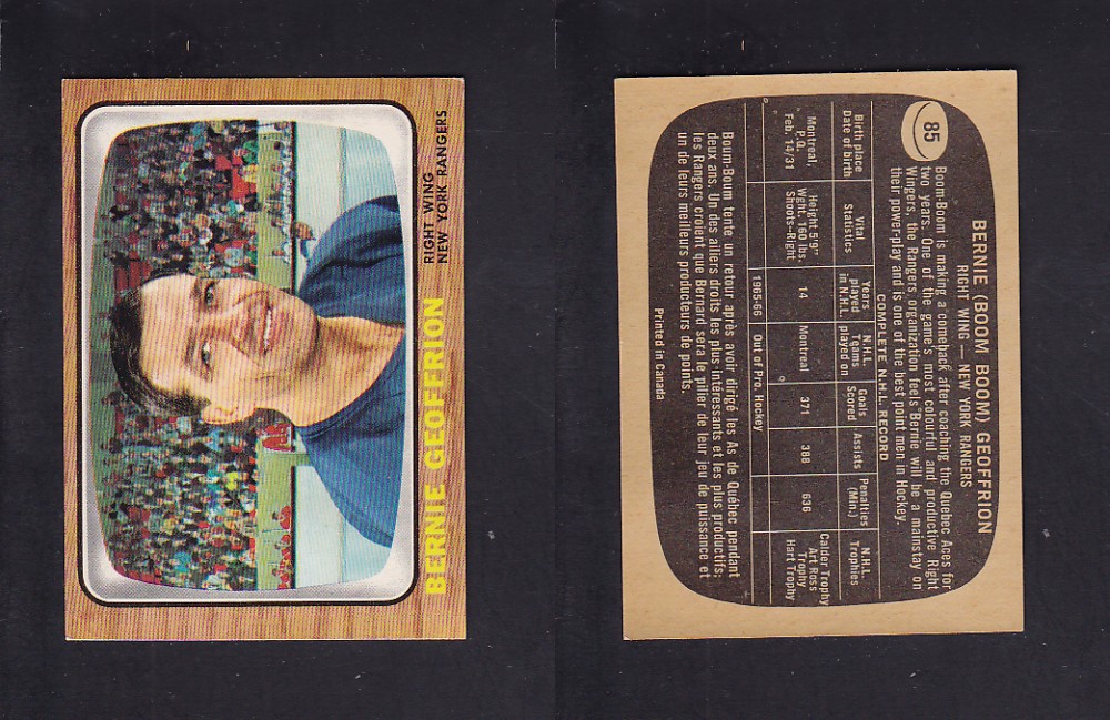 1966-67 TOPPS HOCKEY CARD #85 B. GEOFFRION photo 1966-67 TOPPS HOCKEY CARD #85 B. GEOFFRION photo