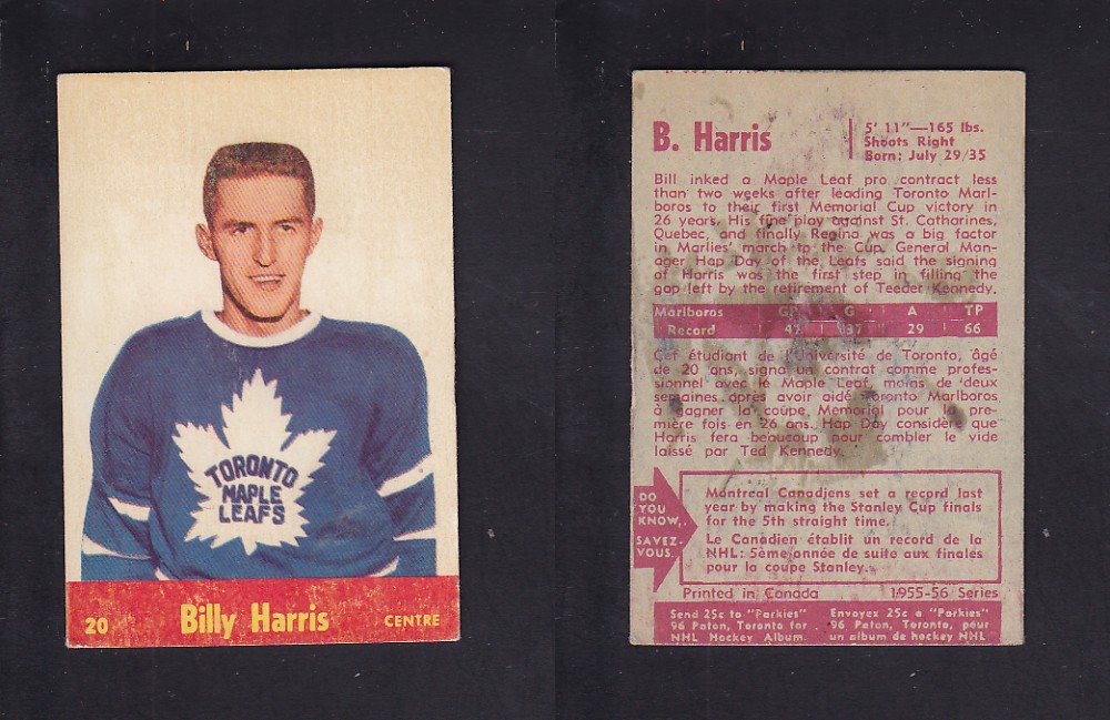 1955-56 PARKHURST HOCKEY CARD #20 B. HARRIS photo 1955-56 PARKHURST HOCKEY CARD #20 B. HARRIS photo