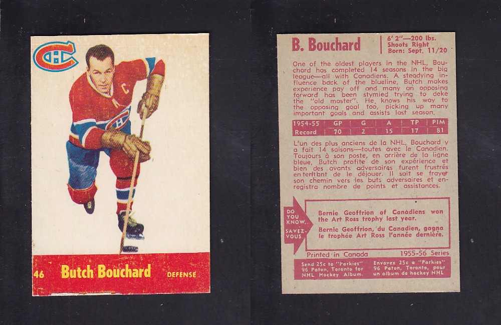 1955-56 PARKHURST HOCKEY CARD #46 B. BOUCHARD photo 1955-56 PARKHURST HOCKEY CARD #46 B. BOUCHARD photo