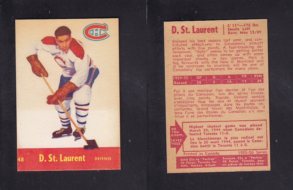 1955-56 PARKHURST HOCKEY CARD #48 D. ST. LAURENT photo 1955-56 PARKHURST HOCKEY CARD #48 D. ST. LAURENT photo
