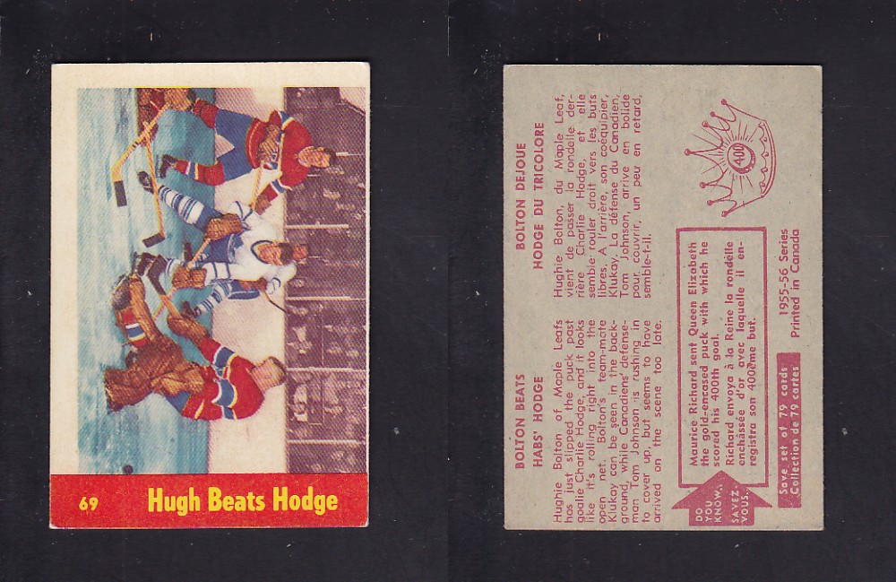 1955-56 PARKHURST HOCKEY CARD #69 HUGH BEAT HODGE photo 1955-56 PARKHURST HOCKEY CARD #69 HUGH BEAT HODGE photo