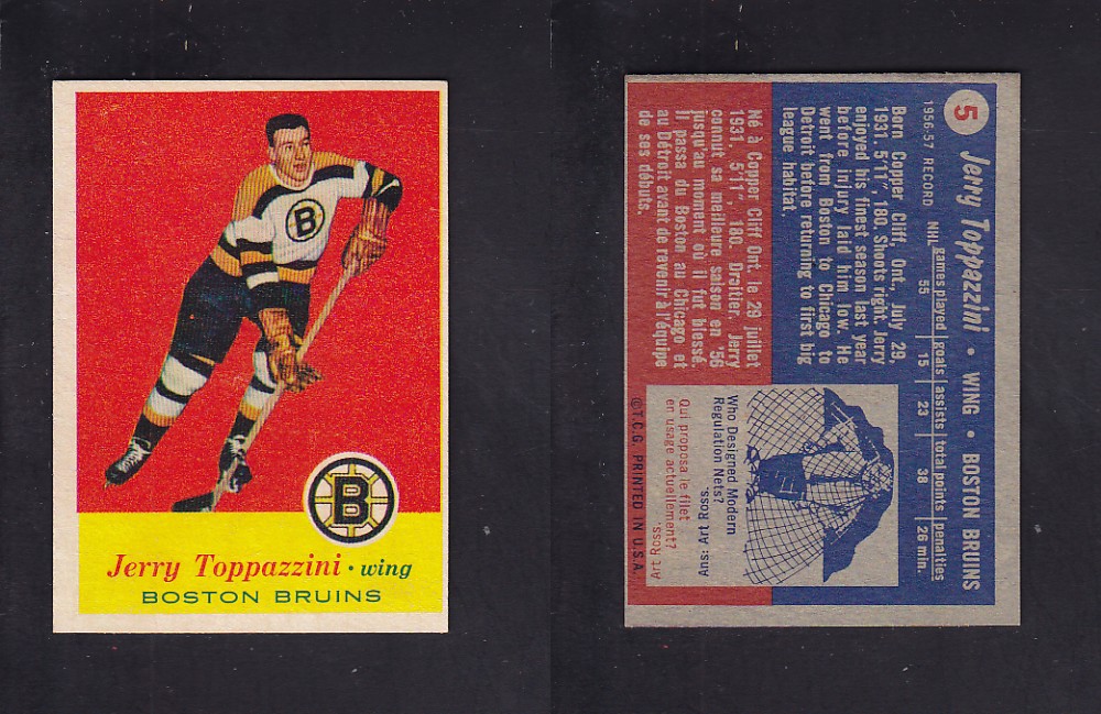 1957-58 TOPPS HOCKEY CARD #5 J. TOPPAZZINI photo 1957-58 TOPPS HOCKEY CARD #5 J. TOPPAZZINI photo