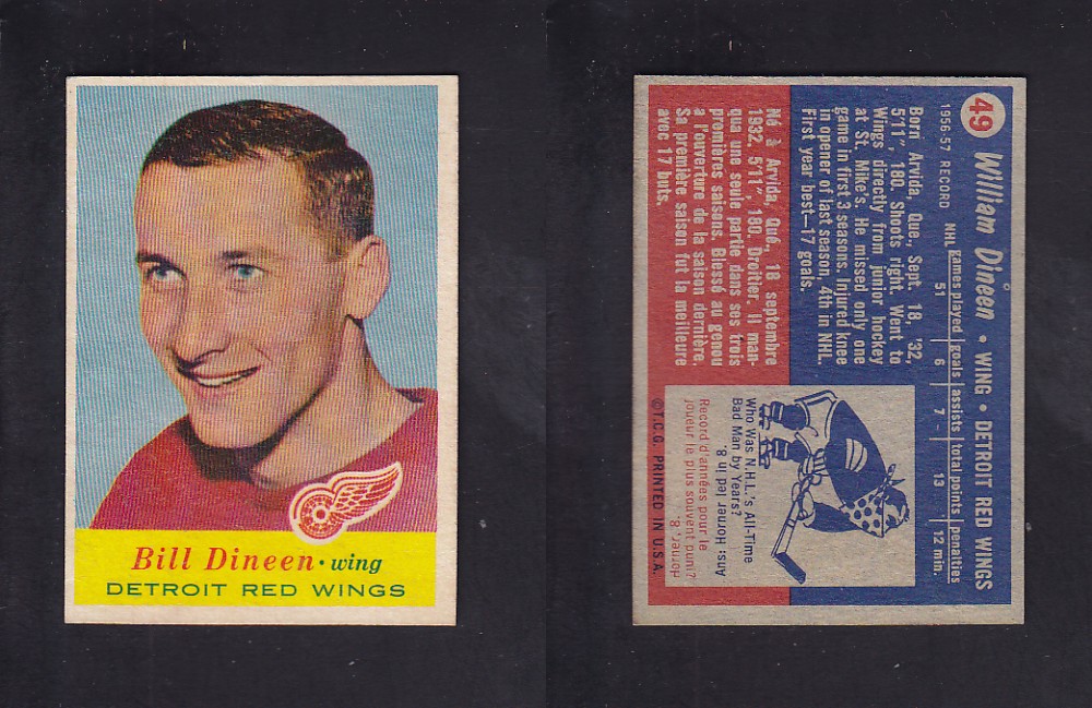 1957-58 TOPPS HOCKEY CARD #49 B. DINEEN photo 1957-58 TOPPS HOCKEY CARD #49 B. DINEEN photo