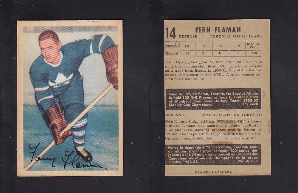 1953-54 PARKHURST HOCKEY CARD #14 F. FLAMAN photo 1953-54 PARKHURST HOCKEY CARD #14 F. FLAMAN photo