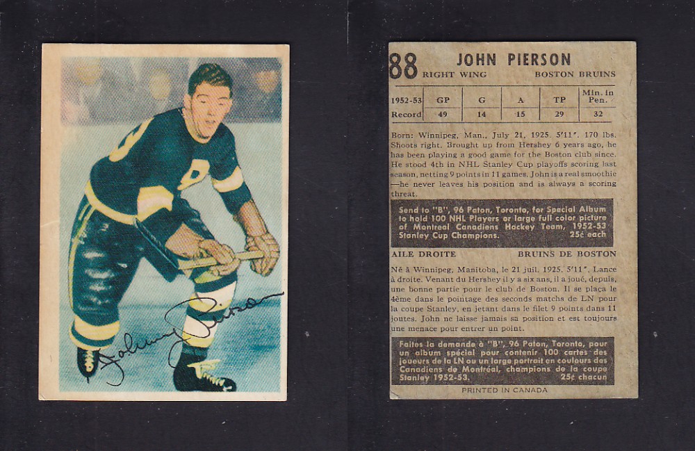 1953-54 PARKHURST HOCKEY CARD #88 J. PIERSON photo 1953-54 PARKHURST HOCKEY CARD #88 J. PIERSON photo