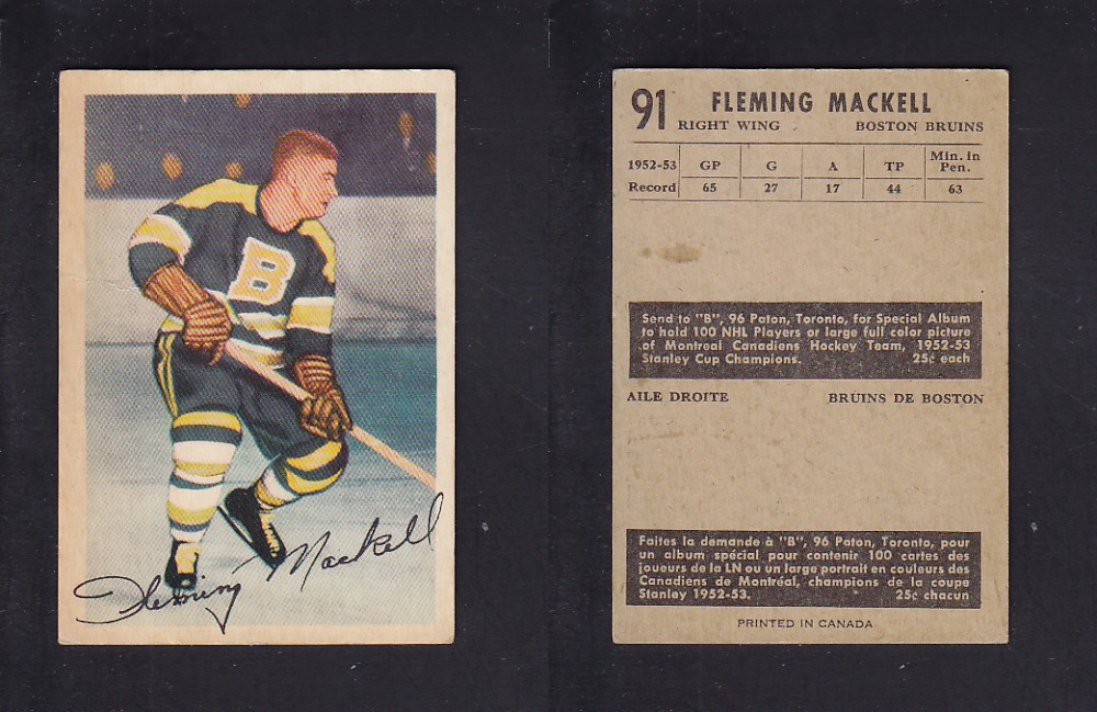 1953-54 PARKHURST HOCKEY CARD #91 F. MACKELL photo 1953-54 PARKHURST HOCKEY CARD #91 F. MACKELL photo