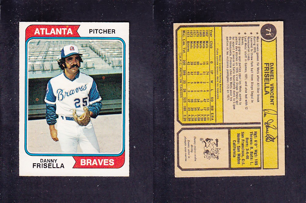 1974 O-PEE-CHEE BASEBALL CARD #71 D. FRISELLA photo 1974 O-PEE-CHEE BASEBALL CARD #71 D. FRISELLA photo