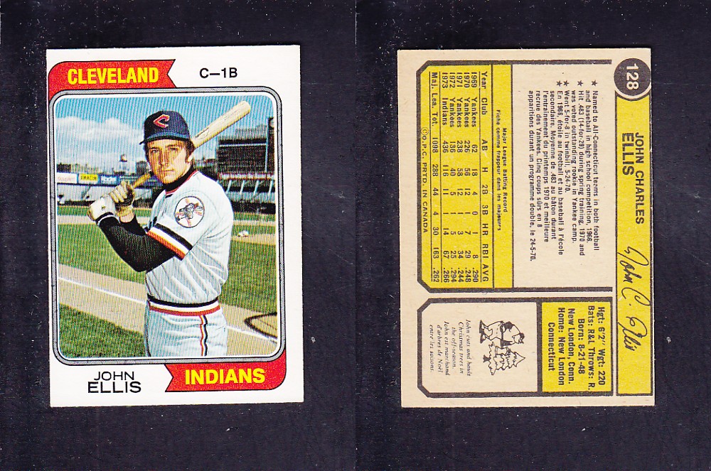 1974 O-PEE-CHEE BASEBALL CARD #128 J. ELLIS photo 1974 O-PEE-CHEE BASEBALL CARD #128 J. ELLIS photo