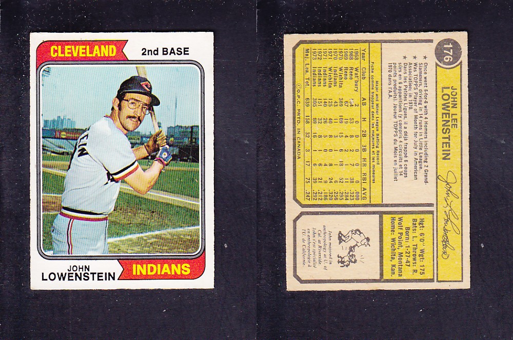 1974 O-PEE-CHEE BASEBALL CARD #176 J. LOWENSTEIN photo