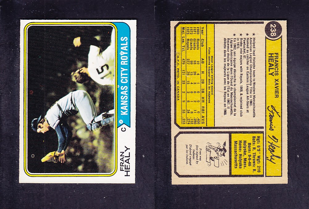 1974 O-PEE-CHEE BASEBALL CARD #238 F. HEALY photo 1974 O-PEE-CHEE BASEBALL CARD #238 F. HEALY photo