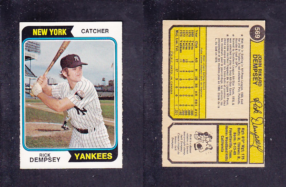 1974 O-PEE-CHEE BASEBALL CARD #569 R. DEMPSEY photo 1974 O-PEE-CHEE BASEBALL CARD #569 R. DEMPSEY photo