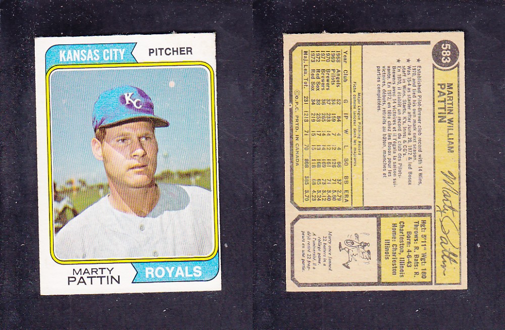 1974 O-PEE-CHEE BASEBALL CARD #583 M. PATTIN photo 1974 O-PEE-CHEE BASEBALL CARD #583 M. PATTIN photo