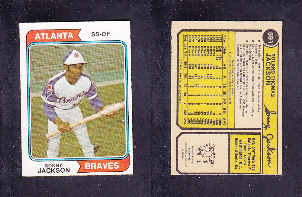 1974 O-PEE-CHEE BASEBALL CARD #591 S. JACKSON photo