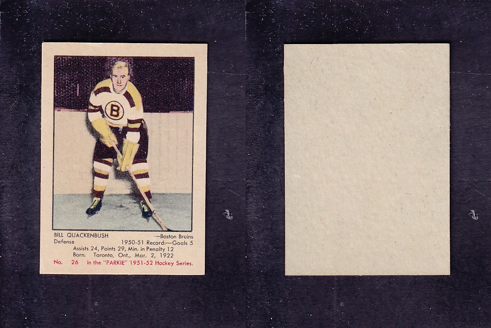 1951-52 PARKHURST HOCKEY CARD #26 B. QUACKENBUSH photo 1951-52 PARKHURST HOCKEY CARD #26 B. QUACKENBUSH photo