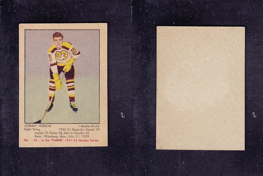 1951-52 PARKHURST HOCKEY CARD #34 J. PEIRSON photo 1951-52 PARKHURST HOCKEY CARD #34 J. PEIRSON photo