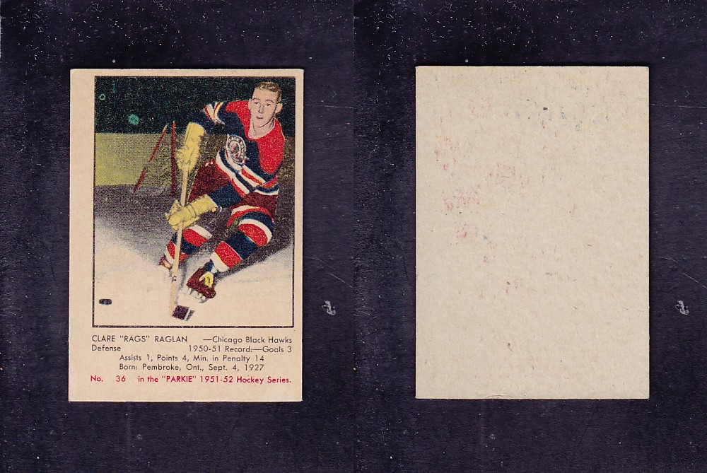 1951-52 PARKHURST HOCKEY CARD #36 R. RAGLAN photo 1951-52 PARKHURST HOCKEY CARD #36 R. RAGLAN photo