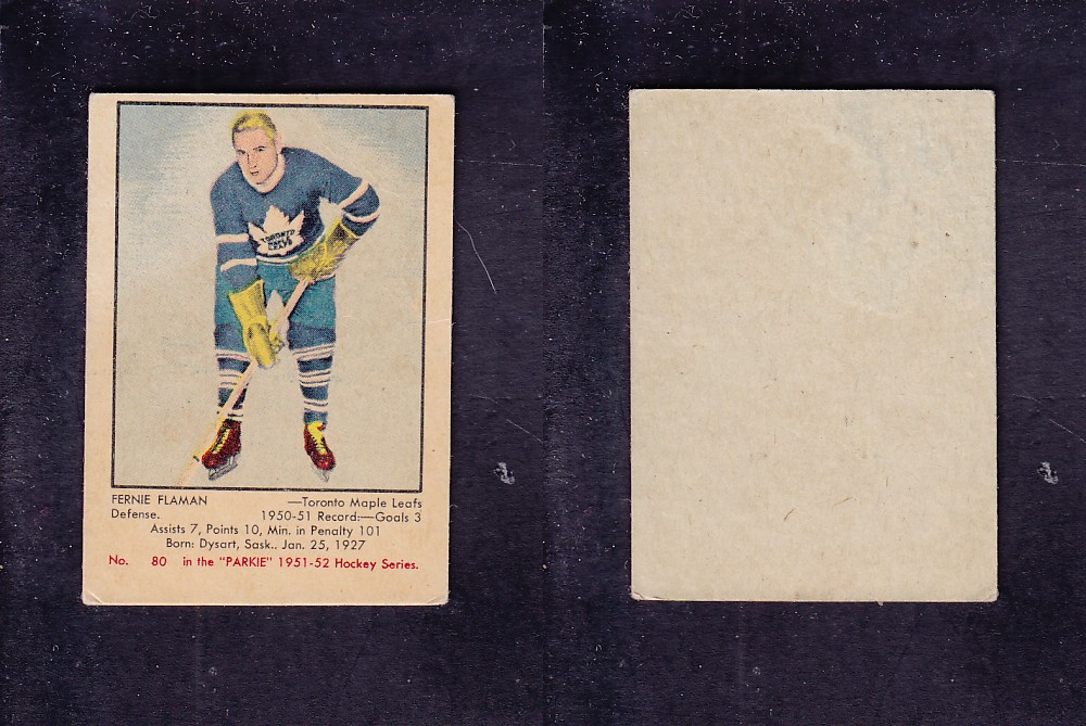 1951-52 PARKHURST HOCKEY CARD #80 F. FLAMAN photo 1951-52 PARKHURST HOCKEY CARD #80 F. FLAMAN photo