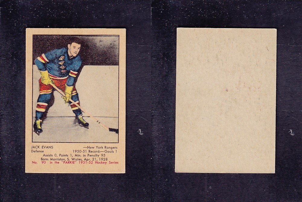 1951-52 PARKHURST HOCKEY CARD #90 J. EVANS photo 1951-52 PARKHURST HOCKEY CARD #90 J. EVANS photo