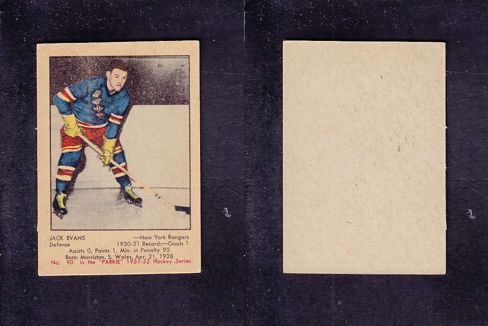 1951-52 PARKHURST HOCKEY CARD #90 J. EVANS photo 1951-52 PARKHURST HOCKEY CARD #90 J. EVANS photo