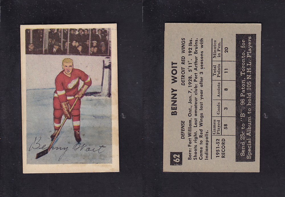 1952-53 PARKHURST HOCKEY CARD #62 B. WOIT photo 1952-53 PARKHURST HOCKEY CARD #62 B. WOIT photo