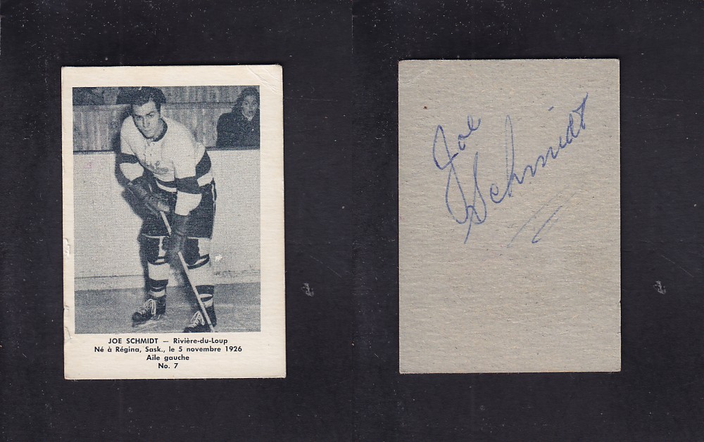 1951-52 BAS DU FLEUVE HOCKEY CARD #7 J. SCHMIDT photo 1951-52 BAS DU FLEUVE HOCKEY CARD #7 J. SCHMIDT photo