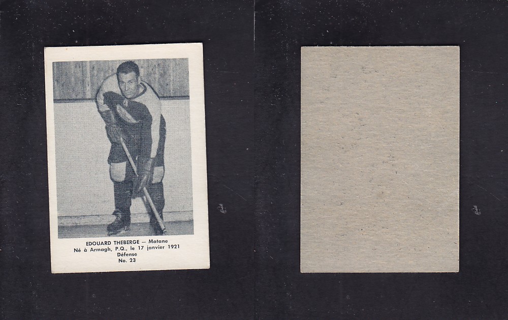 1951-52 BAS DU FLEUVE HOCKEY CARD #23 E. THEBERGE photo 1951-52 BAS DU FLEUVE HOCKEY CARD #23 E. THEBERGE photo