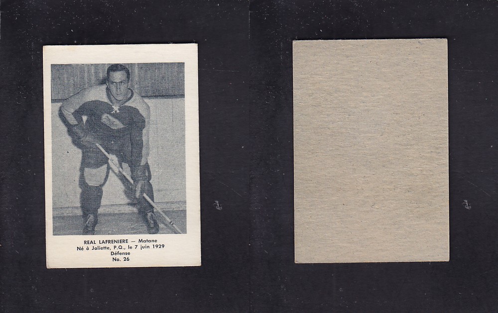 1951-52 BAS DU FLEUVE HOCKEY CARD #26 R. LAFRENIERE photo 1951-52 BAS DU FLEUVE HOCKEY CARD #26 R. LAFRENIERE photo