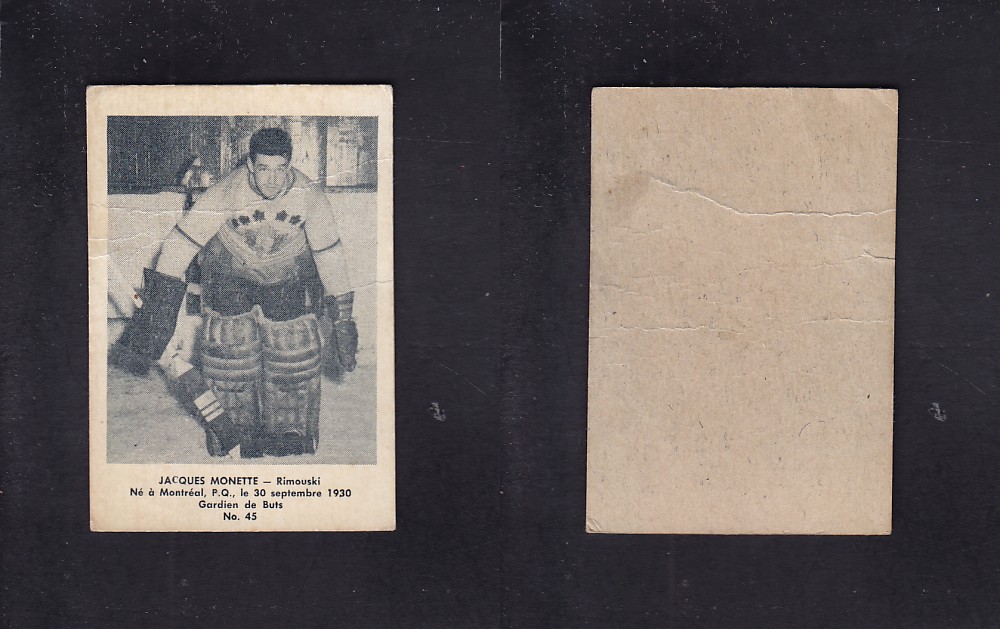 1951-52 BAS DU FLEUVE HOCKEY CARD #45 J. MONETTE photo 1951-52 BAS DU FLEUVE HOCKEY CARD #45 J. MONETTE photo