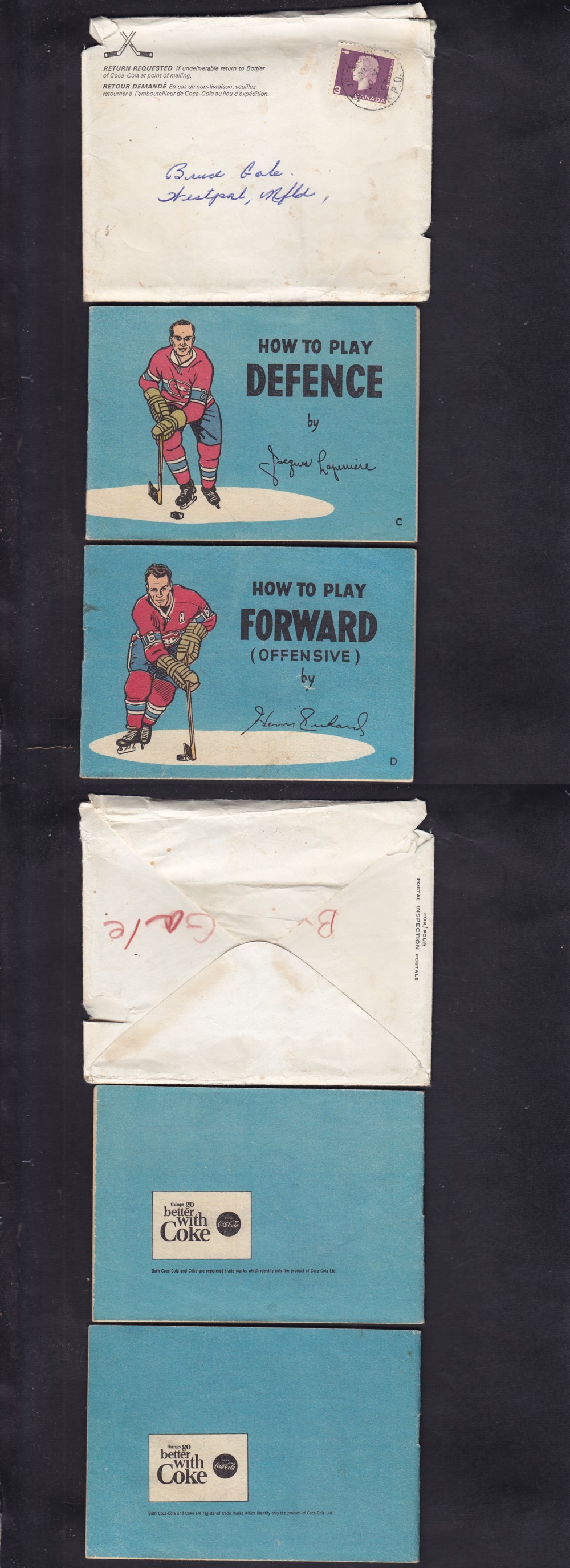 1966-67 COCA-COLA BOOKLET MONTREAL CANADIENS (2) & ENVELOPE photo 1966-67 COCA-COLA BOOKLET MONTREAL CANADIENS (2) & ENVELOPE photo