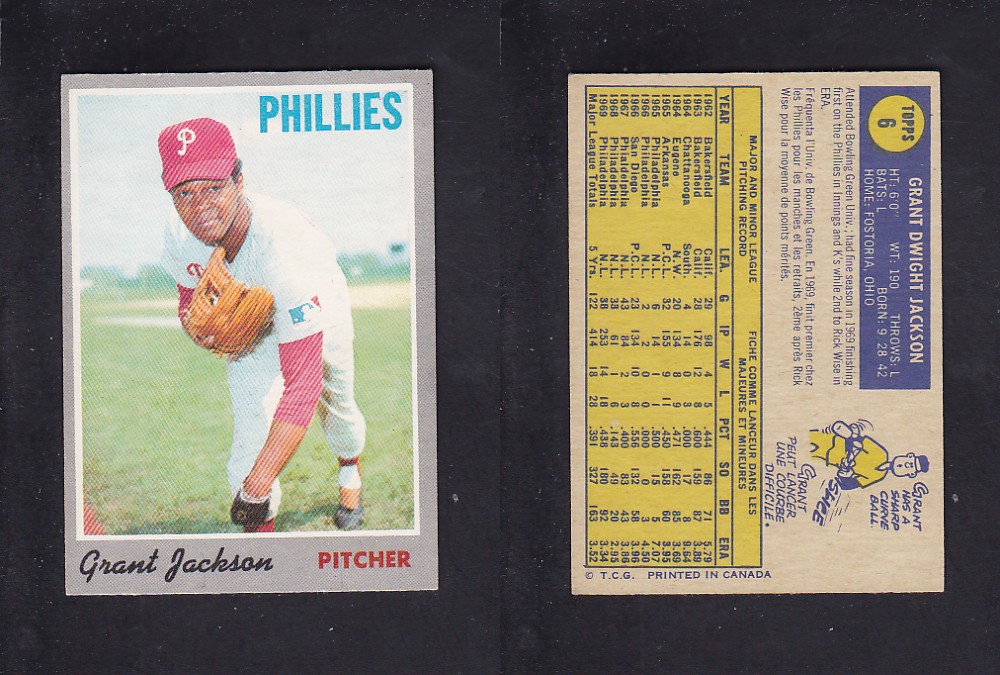 1970 O-PEE-CHEE BASEBALL CARD #6 G. JACKSON photo 1970 O-PEE-CHEE BASEBALL CARD #6 G. JACKSON photo