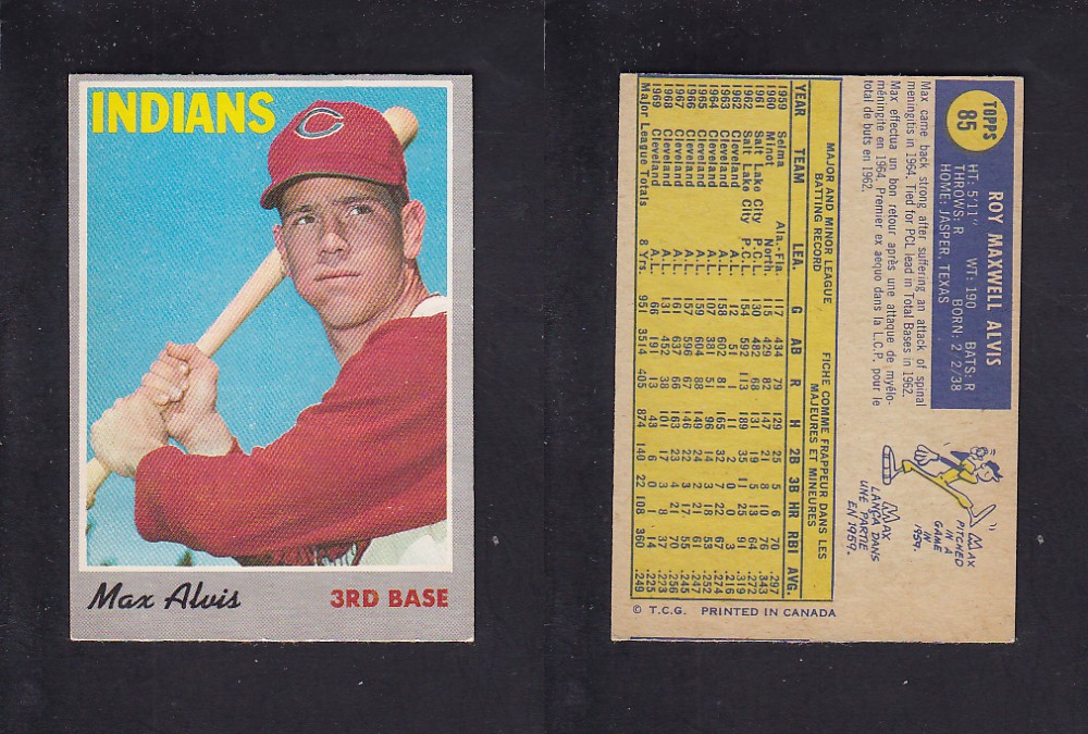 1970 O-PEE-CHEE BASEBALL CARD #85 M. ALVIS photo 1970 O-PEE-CHEE BASEBALL CARD #85 M. ALVIS photo