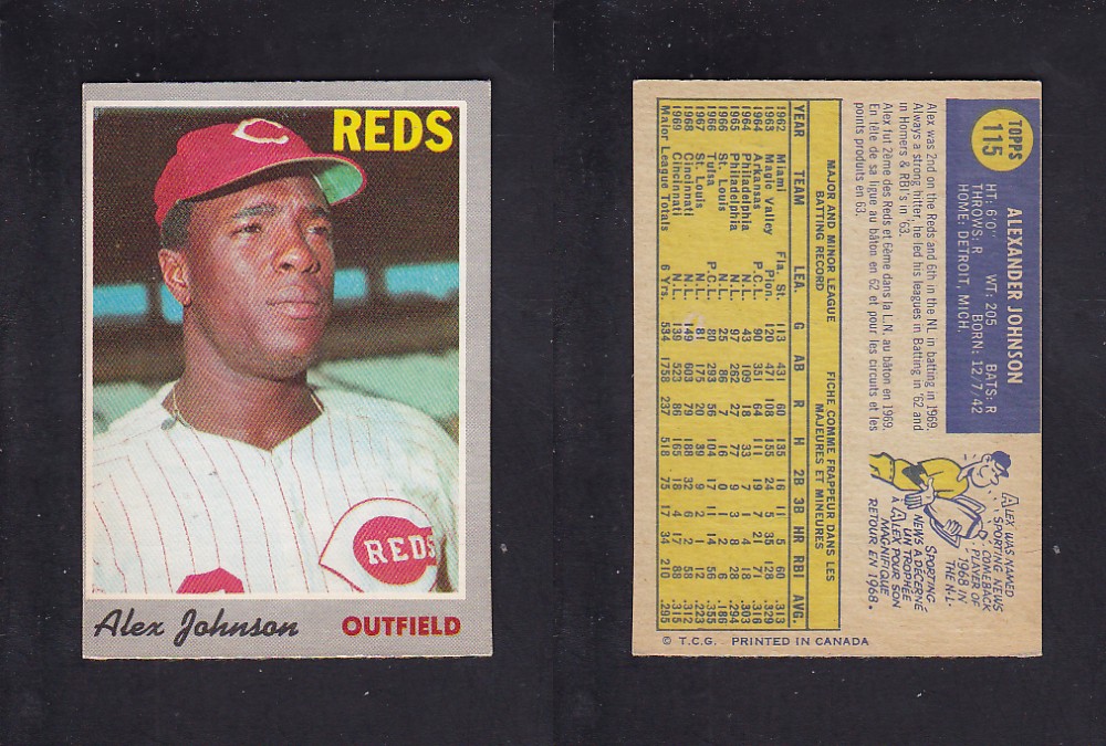 1970 O-PEE-CHEE BASEBALL CARD #115 A. JOHNSON photo 1970 O-PEE-CHEE BASEBALL CARD #115 A. JOHNSON photo