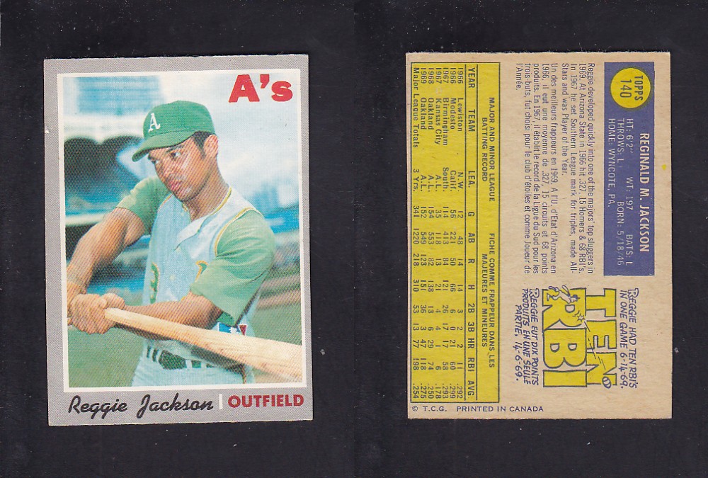 1970 O-PEE-CHEE BASEBALL CARD #140 R. JACKSON photo 1970 O-PEE-CHEE BASEBALL CARD #140 R. JACKSON photo