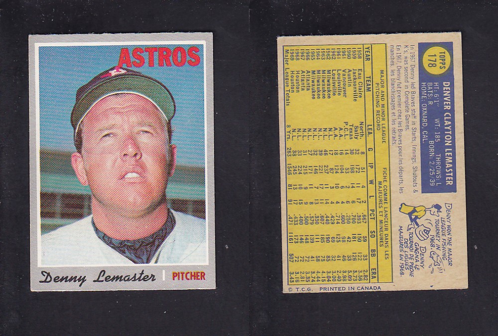 1970 O-PEE-CHEE BASEBALL CARD #178 D. LEMASTER photo 1970 O-PEE-CHEE BASEBALL CARD #178 D. LEMASTER photo
