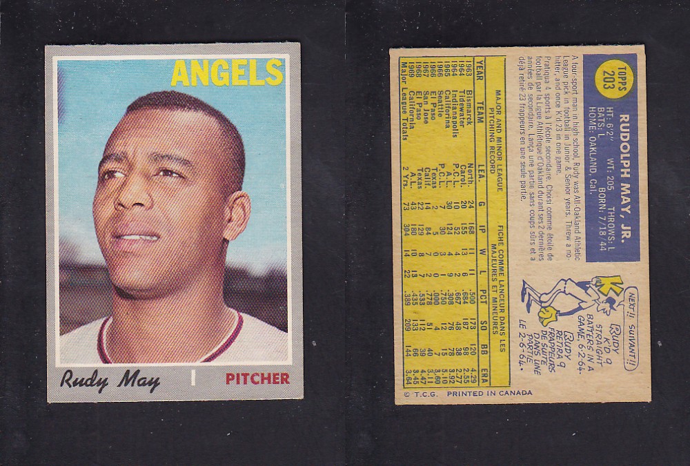 1970 O-PEE-CHEE BASEBALL CARD #203 R. MAY photo 1970 O-PEE-CHEE BASEBALL CARD #203 R. MAY photo