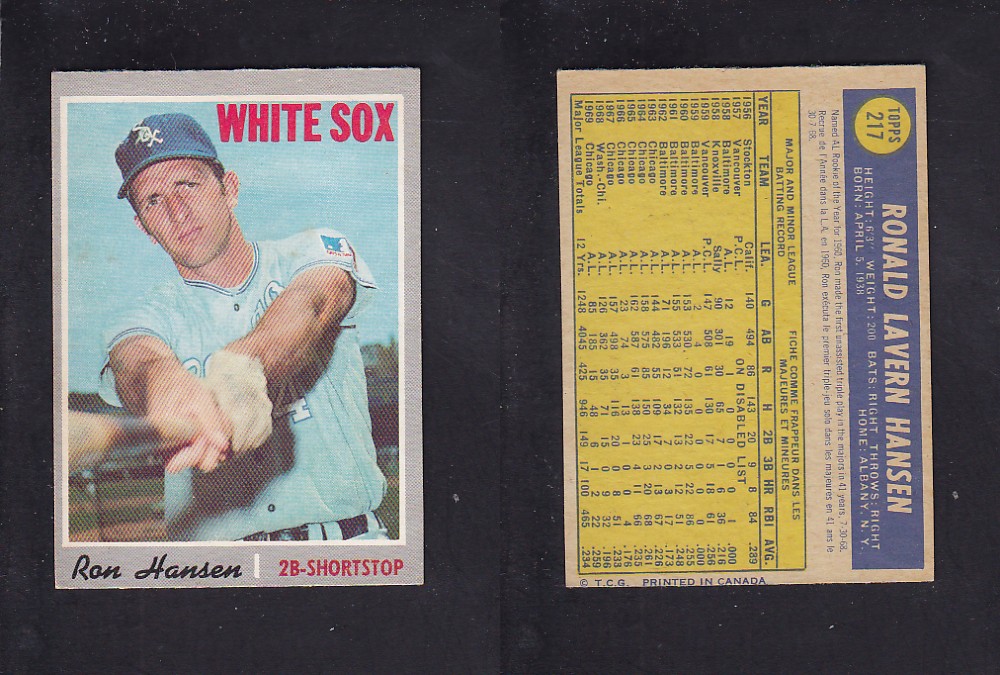 1970 O-PEE-CHEE BASEBALL CARD #217 R. HANSEN photo 1970 O-PEE-CHEE BASEBALL CARD #217 R. HANSEN photo