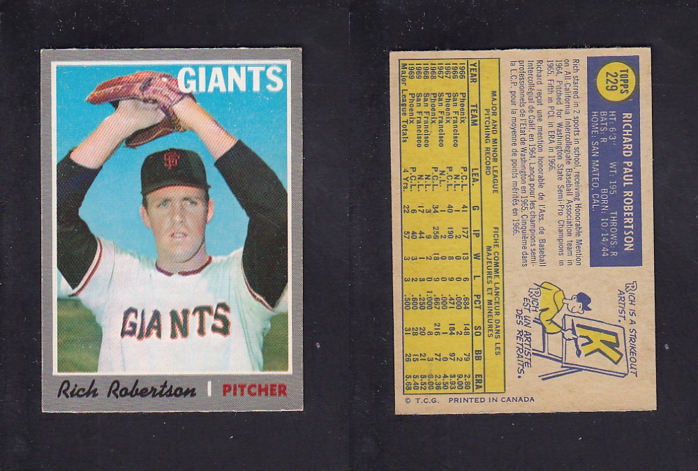 1970 O-PEE-CHEE BASEBALL CARD #229 R. ROBERTSON photo 1970 O-PEE-CHEE BASEBALL CARD #229 R. ROBERTSON photo