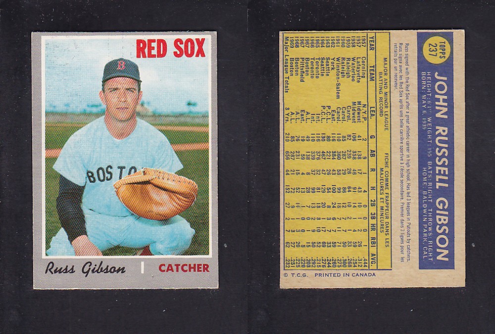 1970 O-PEE-CHEE BASEBALL CARD #237 R. GIBSON photo 1970 O-PEE-CHEE BASEBALL CARD #237 R. GIBSON photo