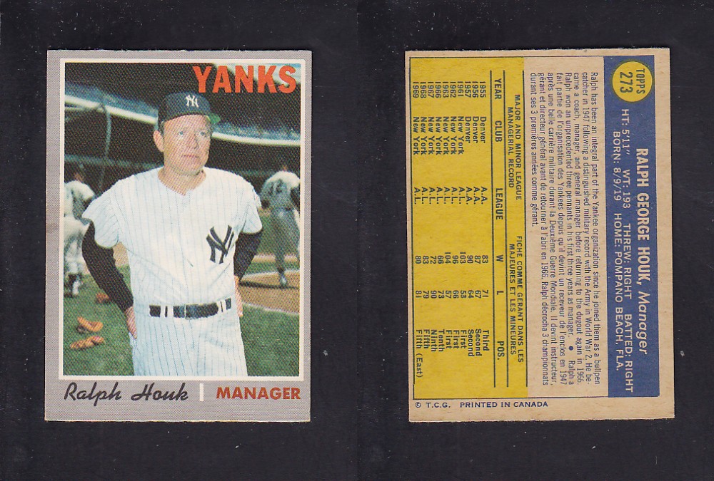 1970 O-PEE-CHEE BASEBALL CARD #273 R. HOUK photo 1970 O-PEE-CHEE BASEBALL CARD #273 R. HOUK photo