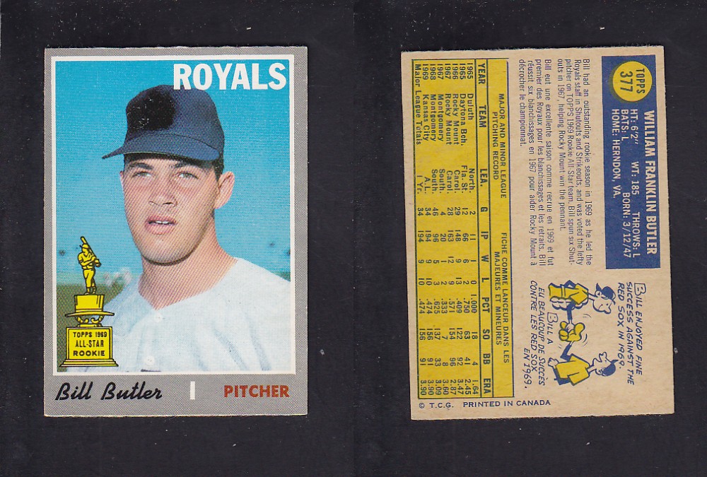 1970 O-PEE-CHEE BASEBALL CARD #377 B. BUTLER photo 1970 O-PEE-CHEE BASEBALL CARD #377 B. BUTLER photo