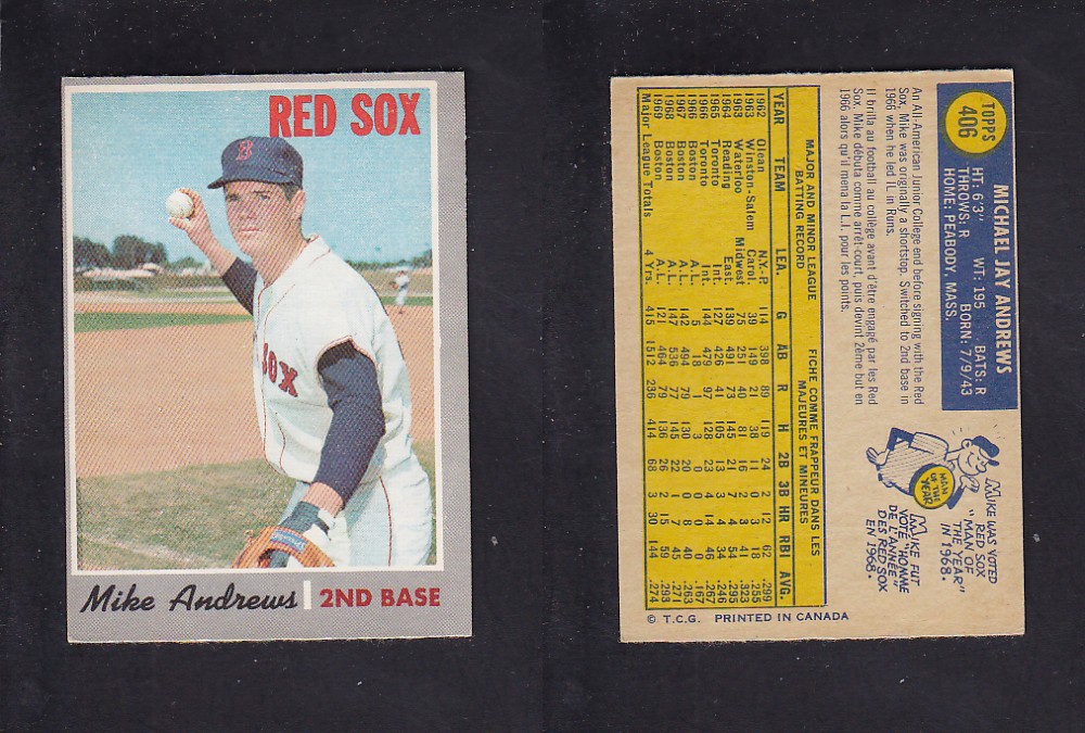 1970 O-PEE-CHEE BASEBALL CARD #406 M. ANDREWS photo 1970 O-PEE-CHEE BASEBALL CARD #406 M. ANDREWS photo