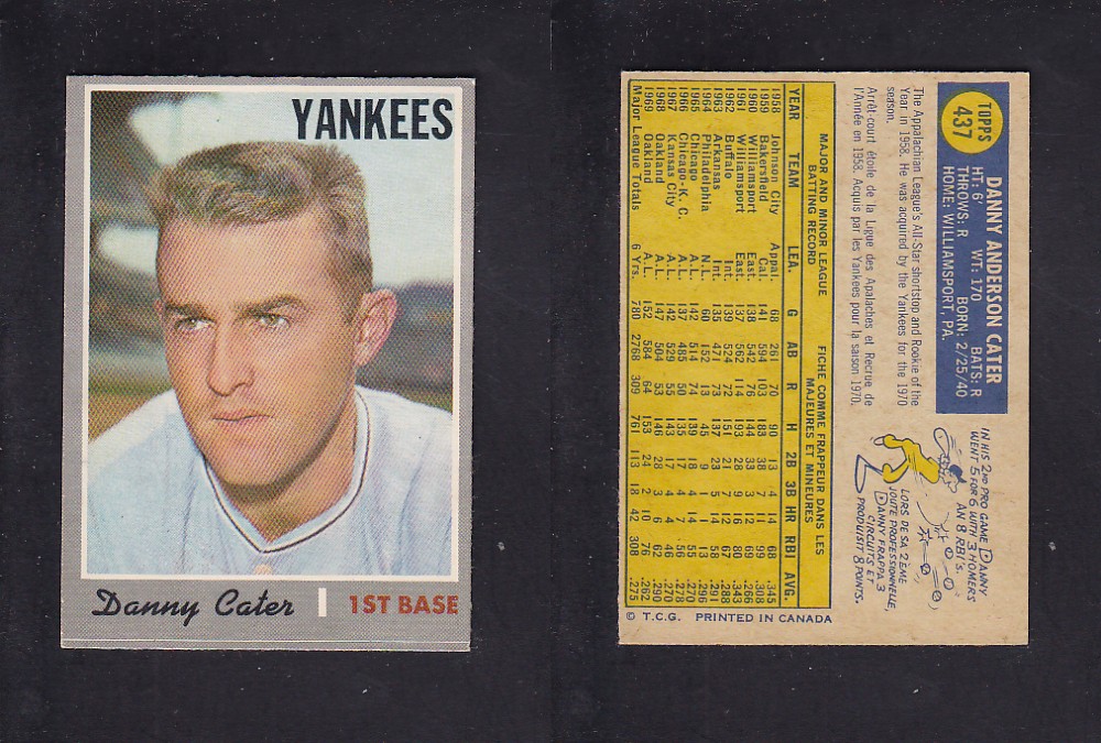 1970 O-PEE-CHEE BASEBALL CARD #437 D. CATER photo 1970 O-PEE-CHEE BASEBALL CARD #437 D. CATER photo