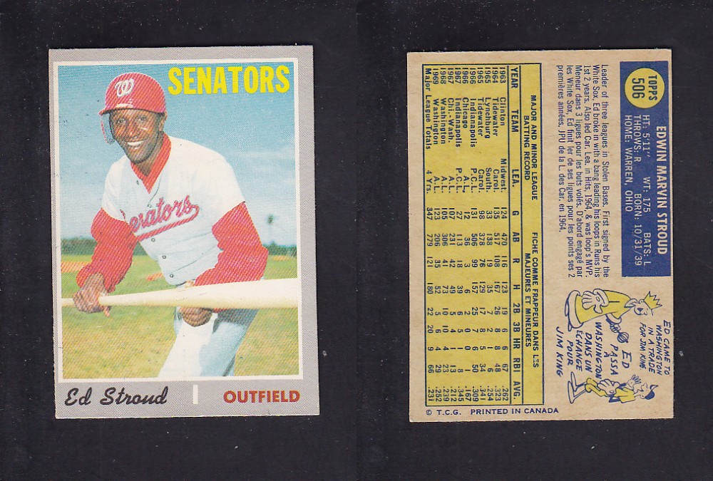 1970 O-PEE-CHEE BASEBALL CARD #506 E. STROUD photo 1970 O-PEE-CHEE BASEBALL CARD #506 E. STROUD photo