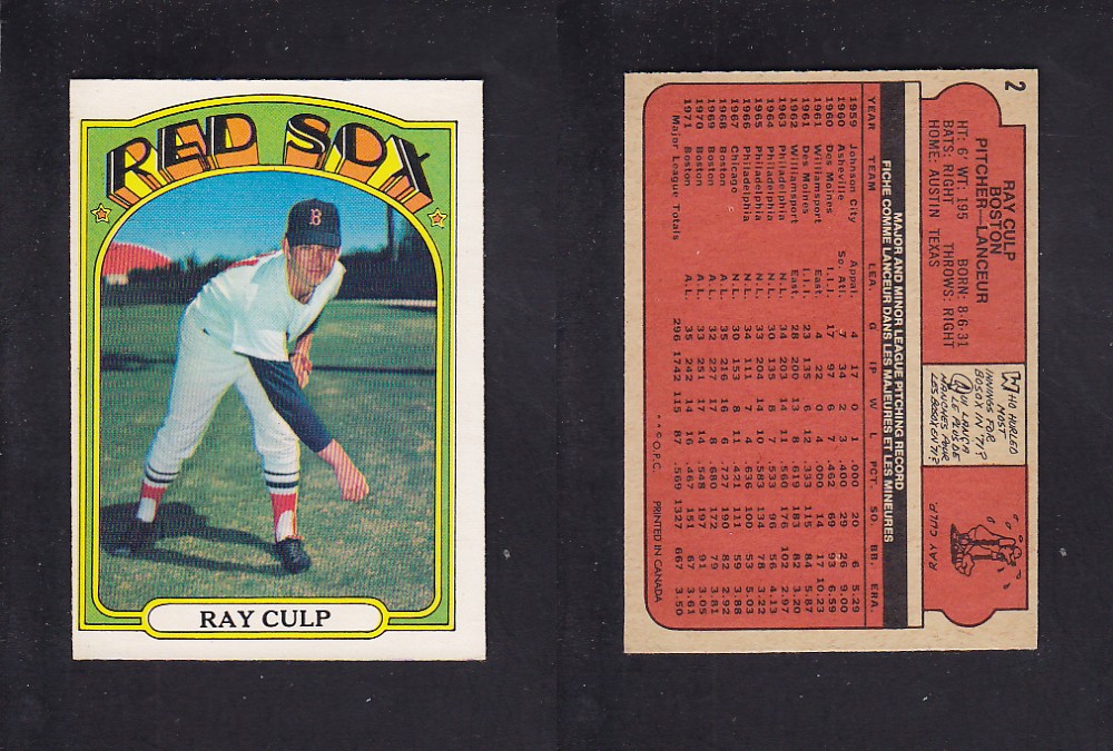 1972 O-PEE-CHEE BASEBALL CARD #2 R. CULP photo 1972 O-PEE-CHEE BASEBALL CARD #2 R. CULP photo