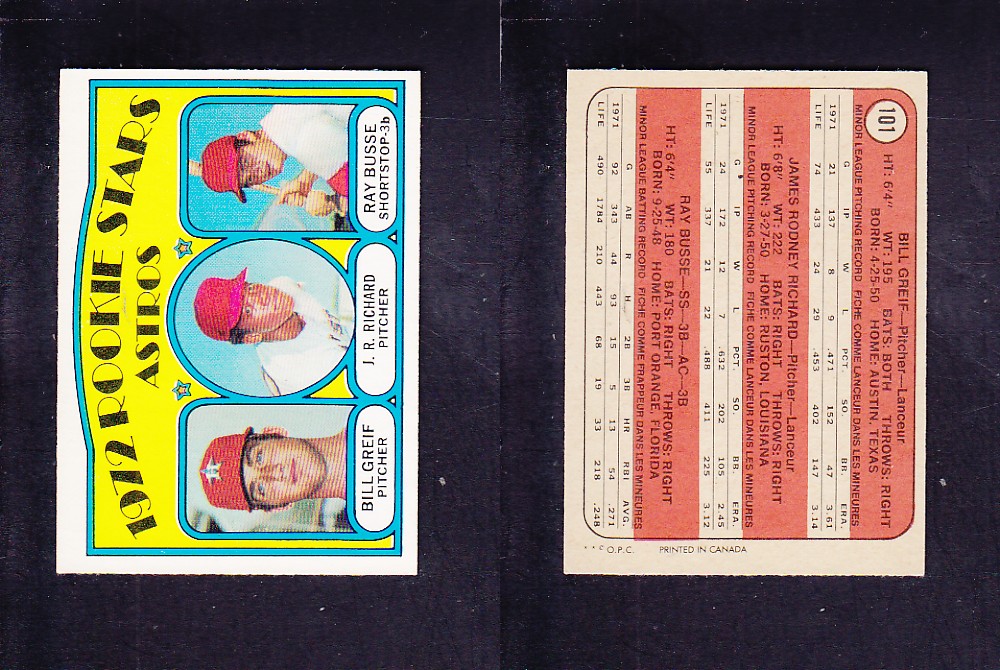 1972 O-PEE-CHEE BASEBALL CARD #101 ROOKIE STARS ASTROS photo 1972 O-PEE-CHEE BASEBALL CARD #101 ROOKIE STARS ASTROS photo